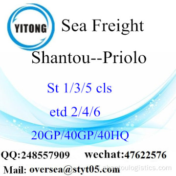 Shantou Port Zeevracht Shipping Naar Priolo